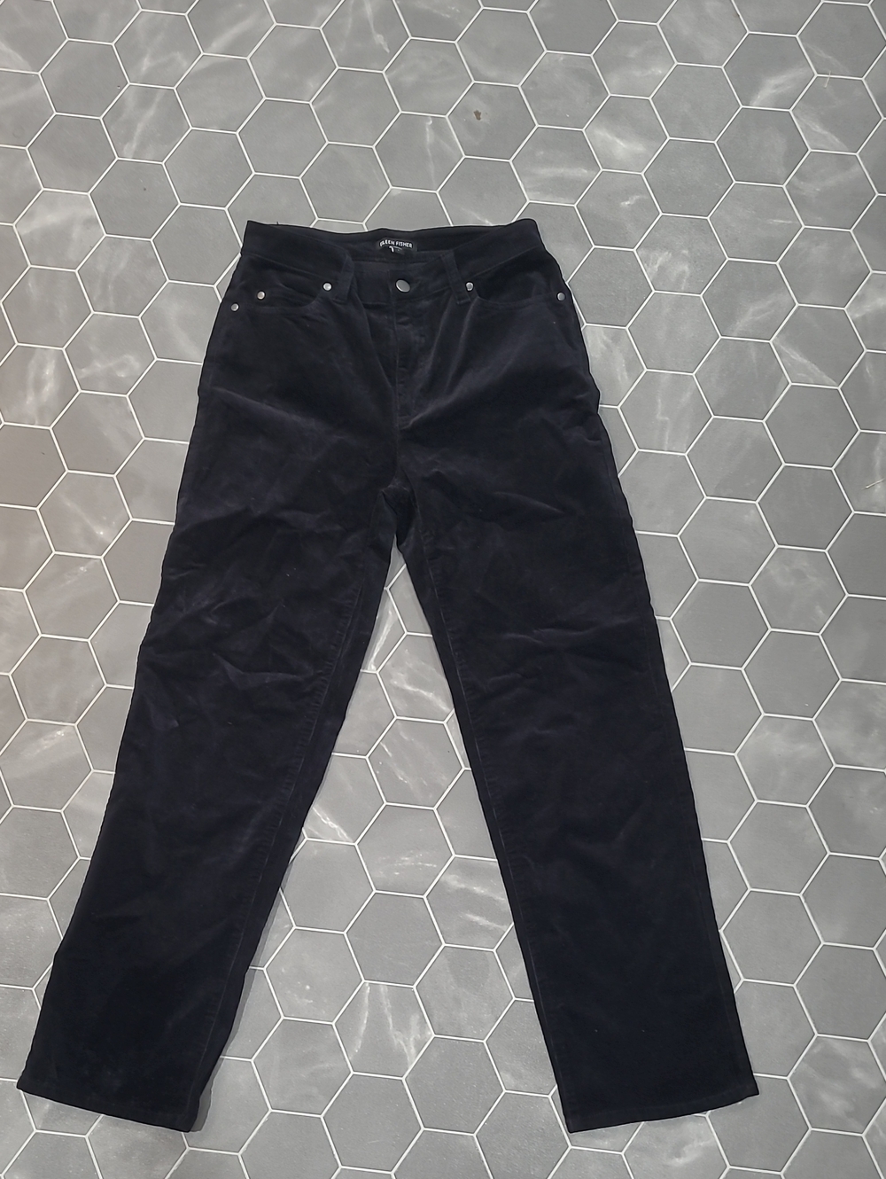 Eileen Fisher Straight Leg Pants in Black Velvet Corduroy